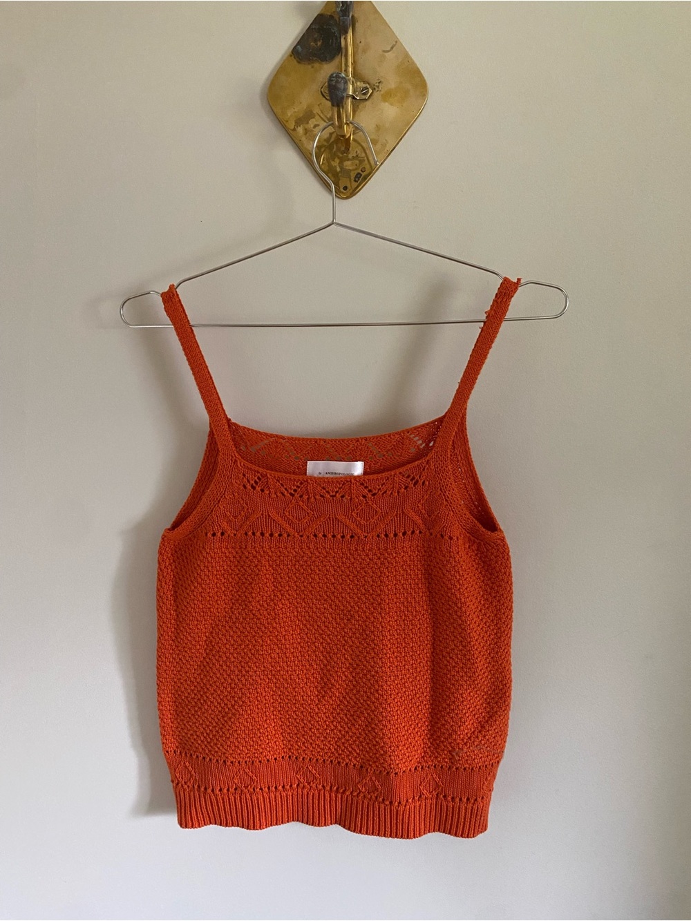 Anthropologie Orange Knit Cotton Tank Top